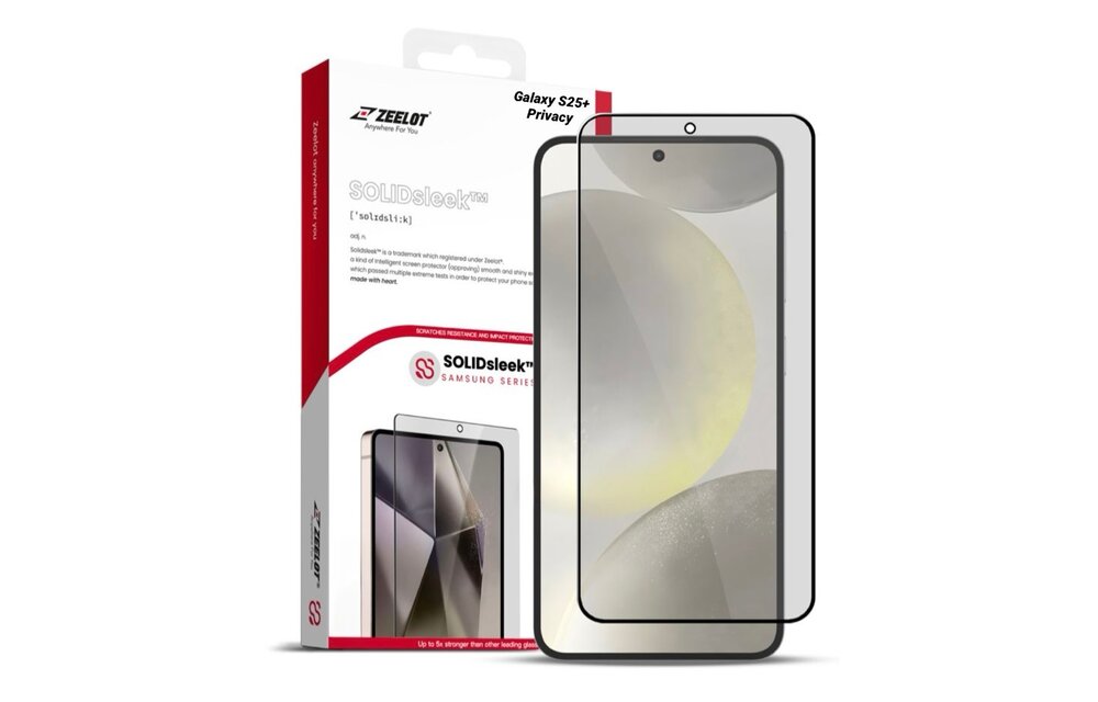 ZEELOT SOLIDsleek 2.5D Tempered Glass Screen Protector for Samsung Galaxy S25 Plus - Privacy