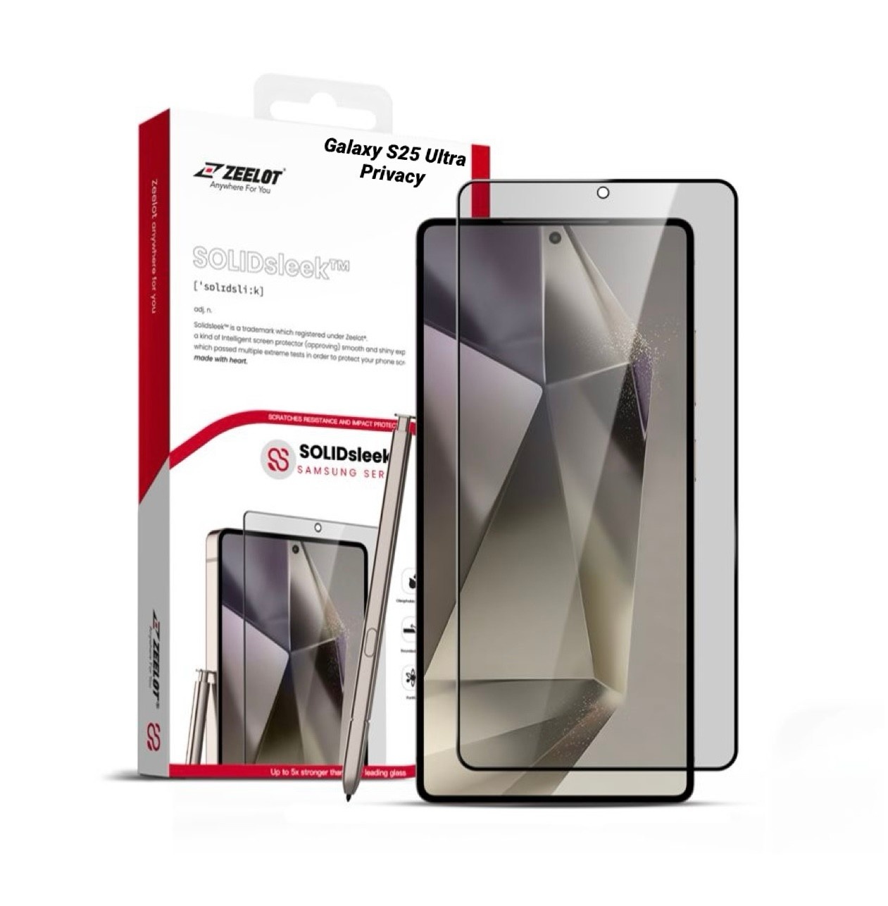 ZEELOT SOLIDsleek 2.5D Tempered Glass Screen Protector for Samsung Galaxy S25 Ultra - Privacy