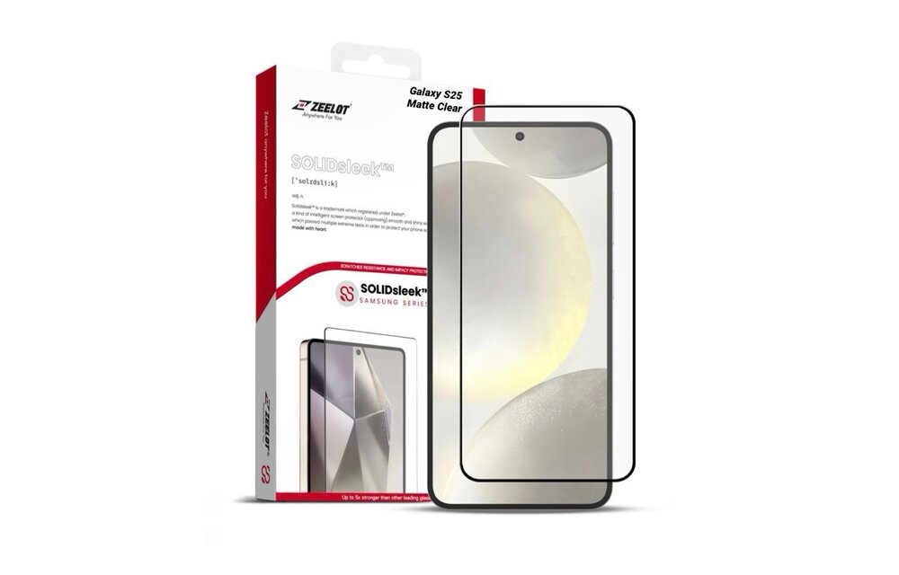 ZEELOT SOLIDsleek 2.5D Tempered Glass Screen Protector for Samsung Galaxy S25 - Matte Clear