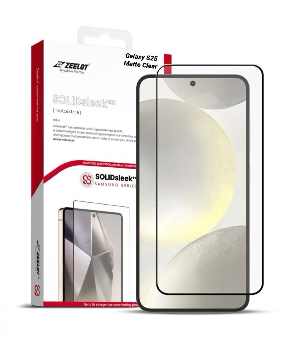 ZEELOT SOLIDsleek 2.5D Tempered Glass Screen Protector for Samsung Galaxy S25 - Matte Clear