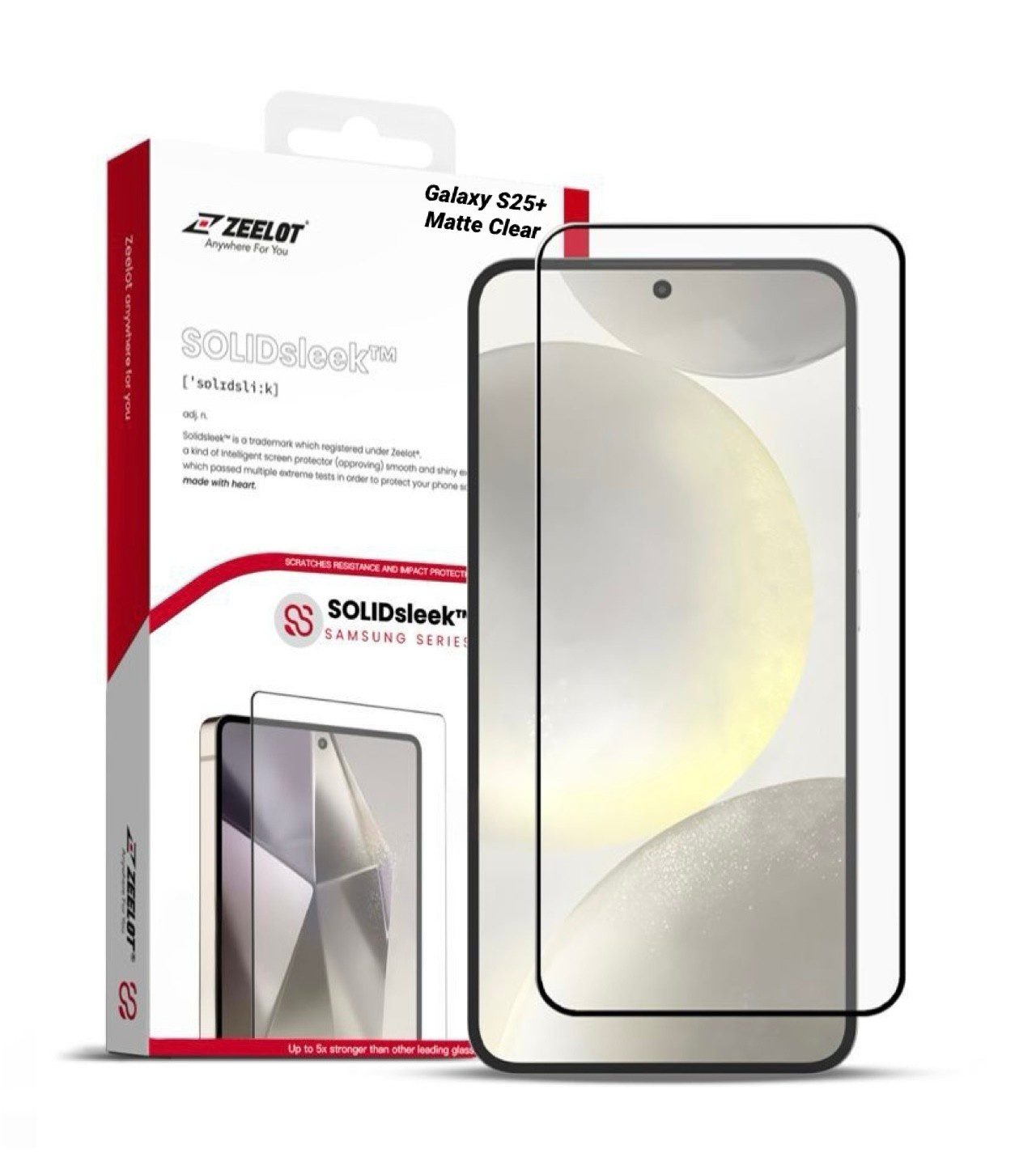 ZEELOT SOLIDsleek 2.5D Tempered Glass Screen Protector for Samsung Galaxy S25 Plus - Matte Clear