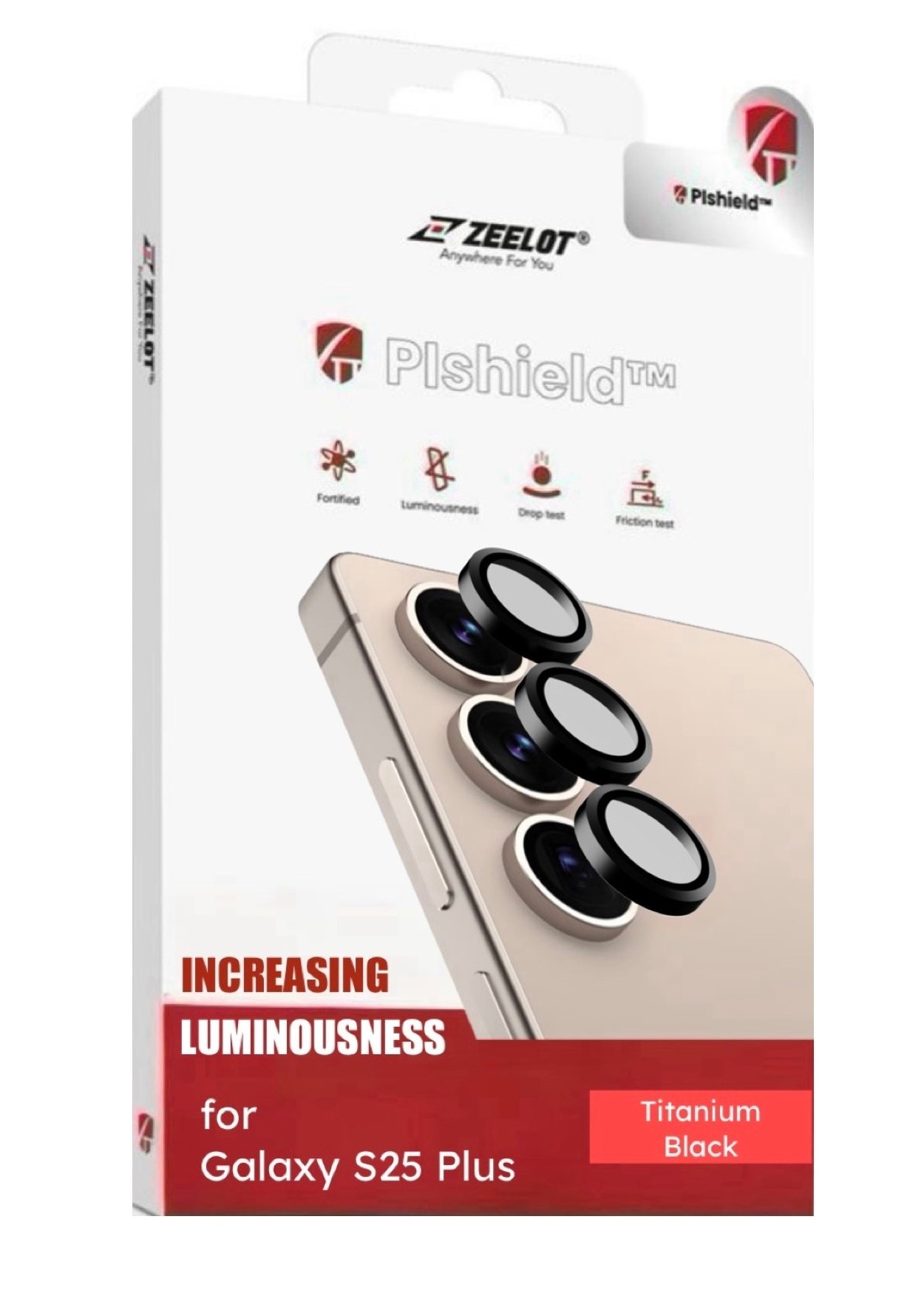 ZEELOT Pishield Titanium Alloy Lens Protector for Samsung Galaxy S25 Plus - Black