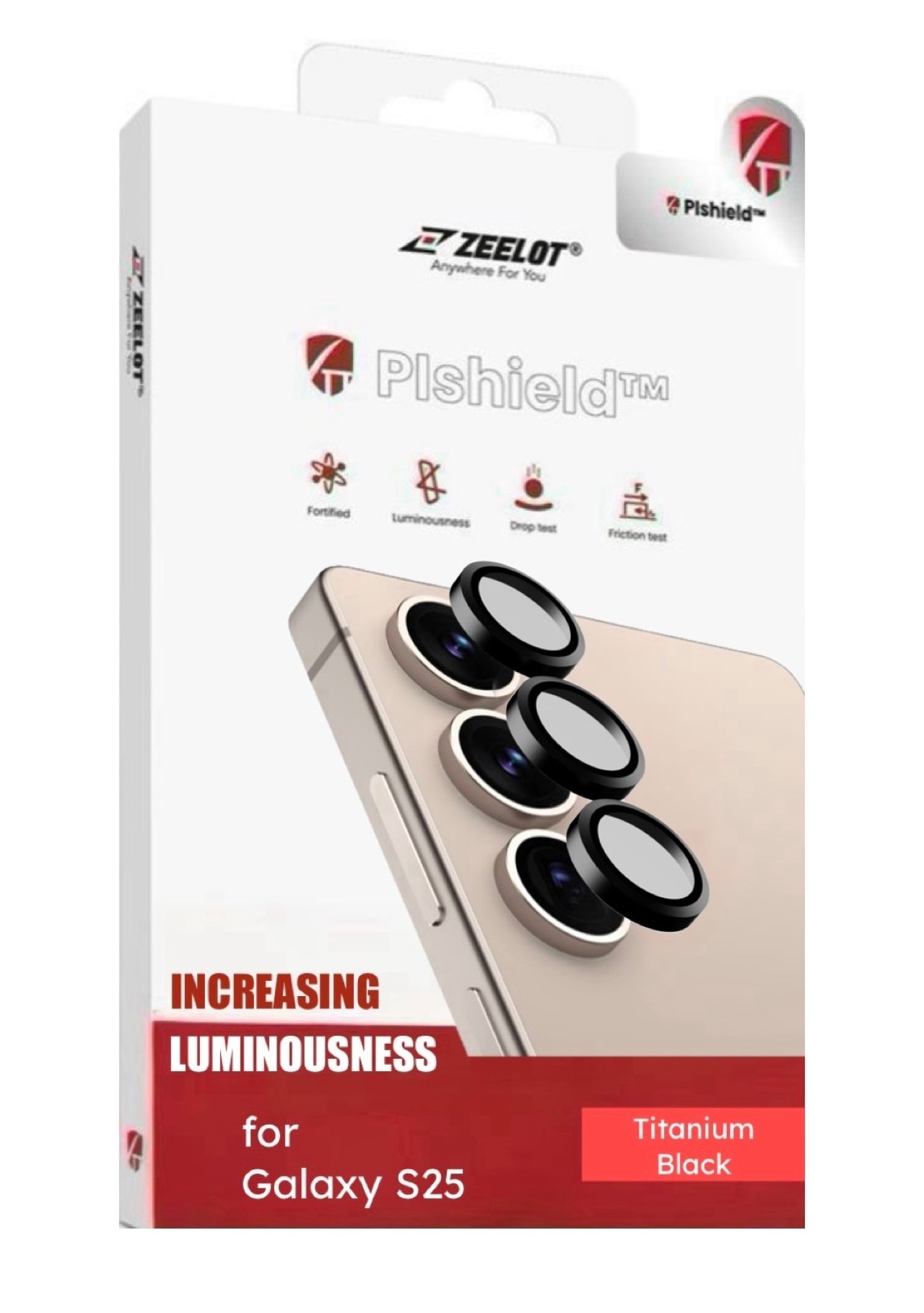 ZEELOT Pishield Titanium Alloy Lens Protector for Samsung Galaxy S25 - Black