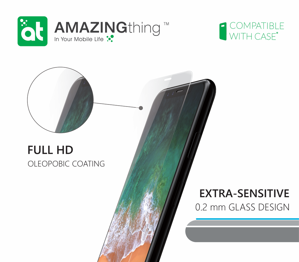 AmazingThing Extra Sensitive Supreme Glass Screen Protector for iPhone X/Xs/11Pro - Clear