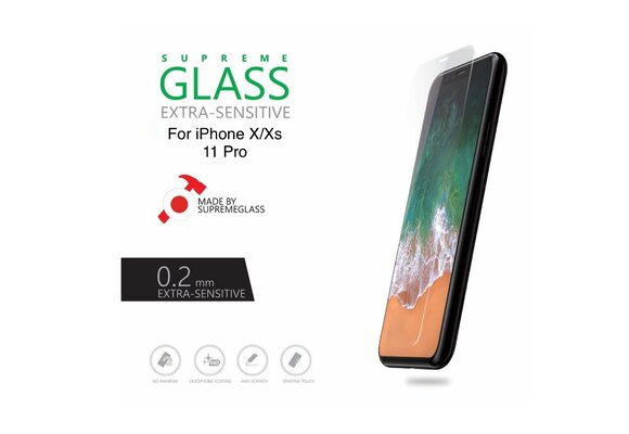 AmazingThing Extra Sensitive Supreme Glass Screen Protector for iPhone X/Xs/11Pro - Clear