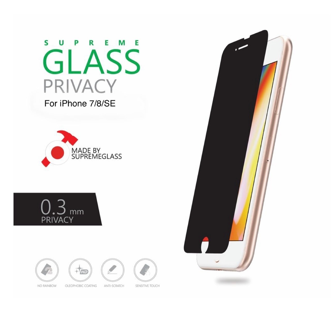 AmazingThing Supreme Glass 0.3mm for iPhone 7/8/SE - Privacy