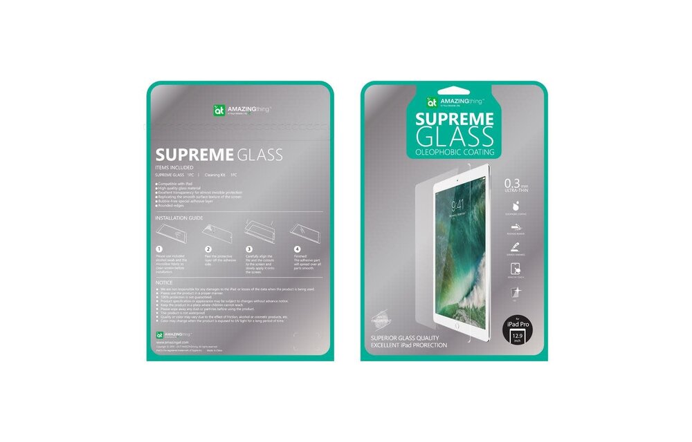 AmazingThing Supreme Glass Screen Protector for iPad Pro 12.9" 1st/2nd Generation - Crystal Clear