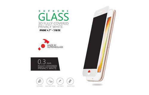 AmazingThing 3D Supreme Glass Screen Protector for iPhone 4.7" 7/8/SE - Privacy White