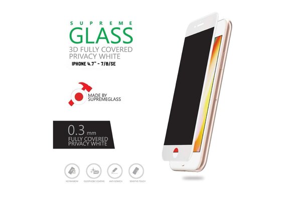 AmazingThing 3D Supreme Glass Screen Protector for iPhone 4.7" 7/8/SE - Privacy White