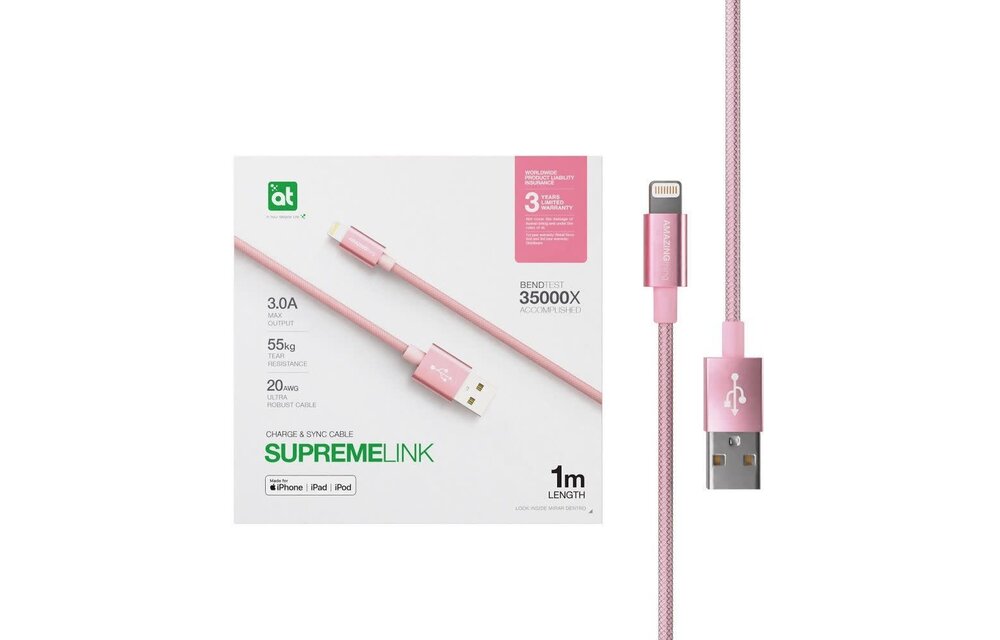 AmazingThing SupremeLink Lightning to USB-A Cable 1m - Rose Gold
