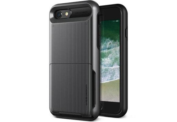 VRS Design Damda Folder Card Holder Case for  iPhone 7/8/SE - Metal Black