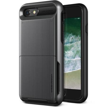 VRS Design Damda Folder Card Holder Case for  iPhone 7/8/SE - Metal Black