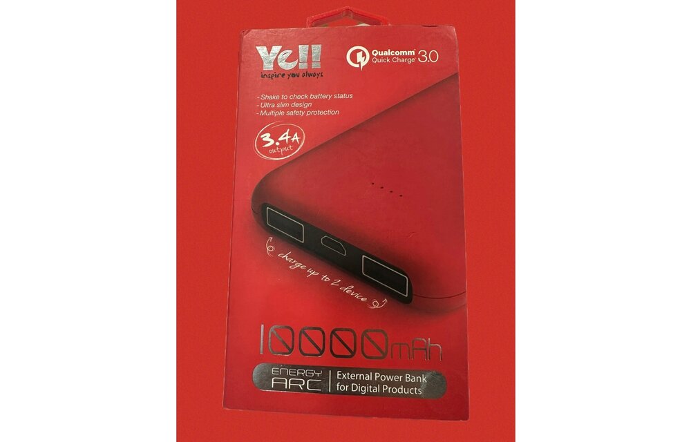 Yeii External Power Bank Quick Charge 3.0, USB Port 10'000mAh - Red