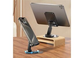 WiWU Foldable Portable 360 Degree Rotation Mobile and Tablet Stand - Black