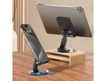 WiWU Foldable Portable 360 Degree Rotation Mobile and Tablet Stand - Black
