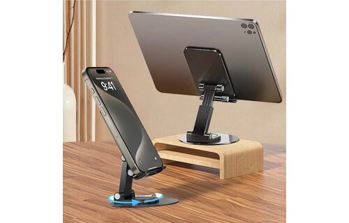 WiWU Foldable Portable 360 Degree Rotation Mobile and Tablet Stand - Black