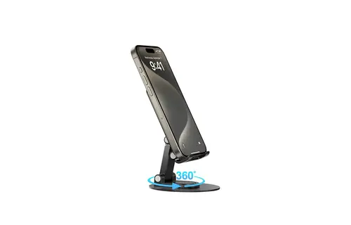 WiWU Foldable Portable 360 Degree Rotation Mobile and Tablet Stand - Black