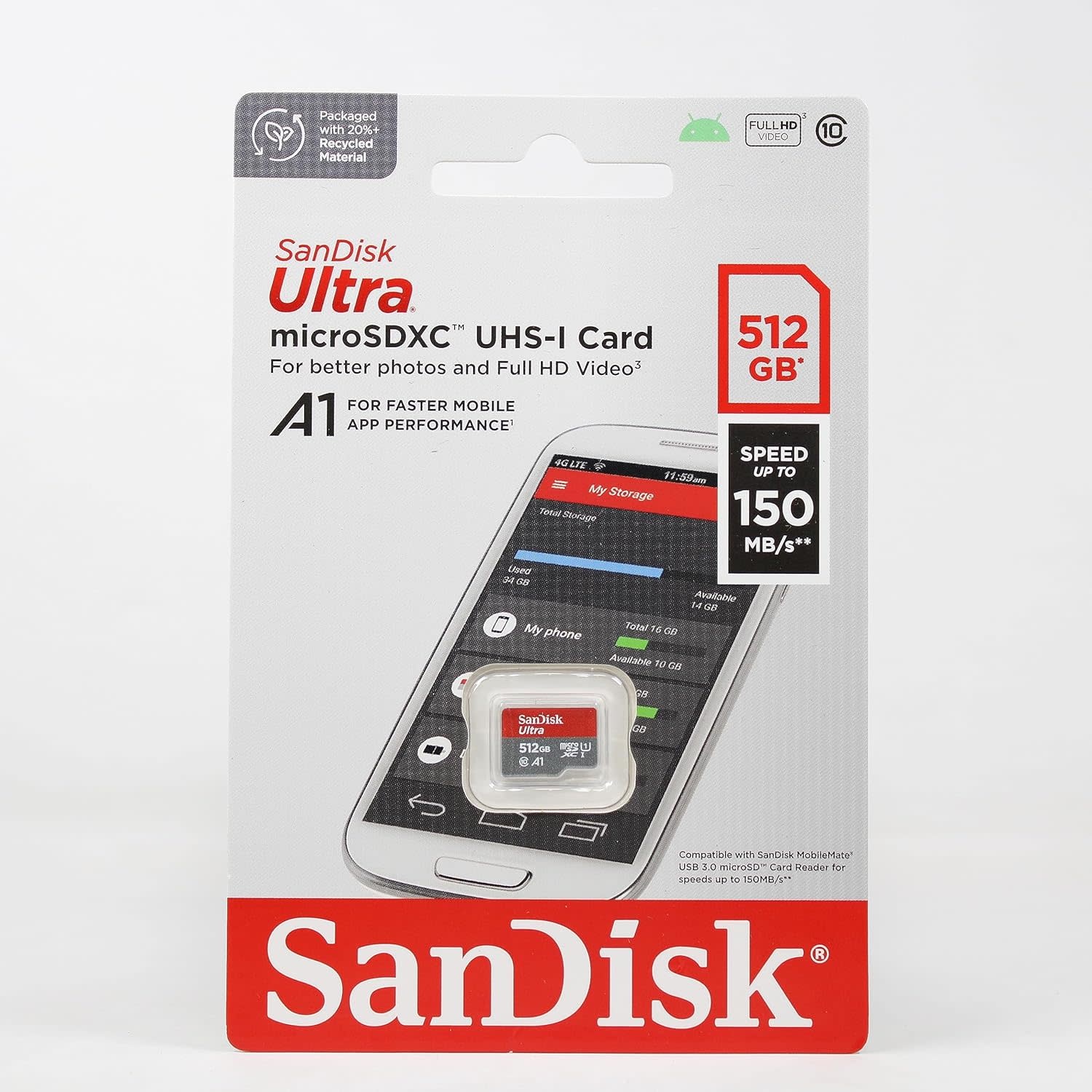 SanDisk Ultra microSDXC, 512GB, UHS-1, 150MB/s