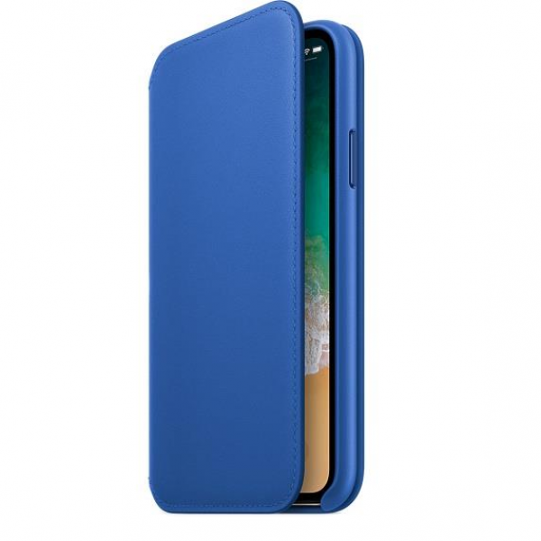 Apple iPhone X Leather Folio - Electric Blue