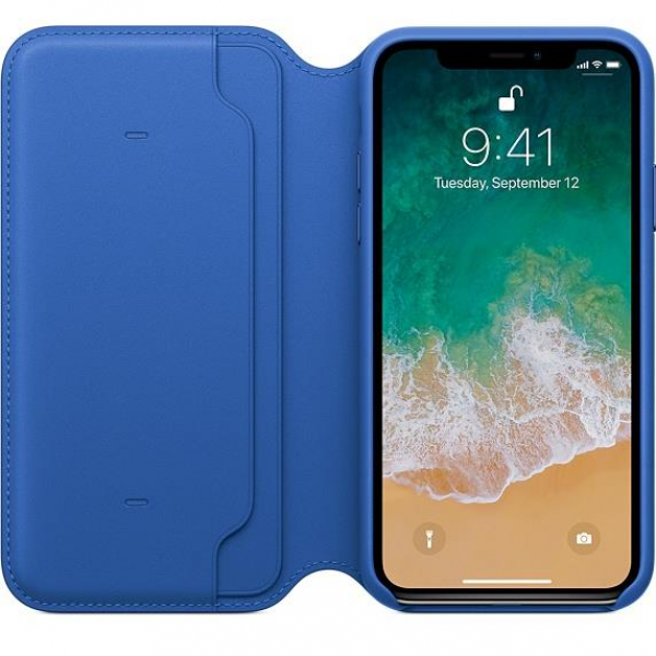 Apple iPhone X Leather Folio - Electric Blue