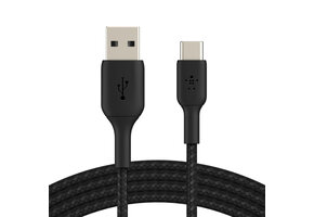 Belkin Boost Charge Braided USB-A to USB-C Cable 6.6ft/2m - Black
