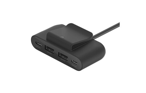 Belkin Boost Charge 4-Port USB Power Extender 2xUSB, 2xUSB-C with USB-C Cable 6.6ft/2m  - Black