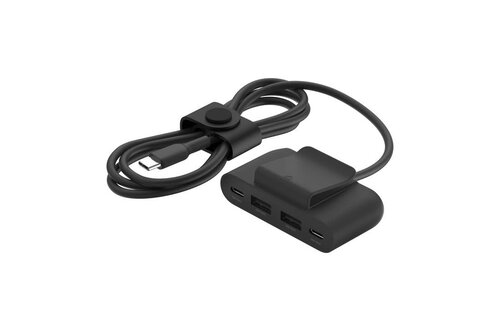 Belkin Boost Charge 4-Port USB Power Extender 2xUSB, 2xUSB-C with USB-C Cable 6.6ft/2m  - Black