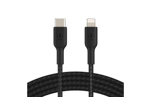 Belkin Boost Charge Braided USB-C to Lightning Cable 6.6ft/2m - Black