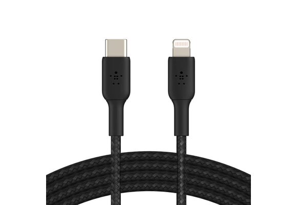 Belkin Boost Charge Braided USB-C to Lightning Cable 6.6ft/2m - Black