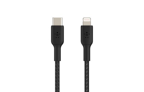 Belkin Boost Charge Braided USB-C to Lightning Cable 6.6ft/2m - Black