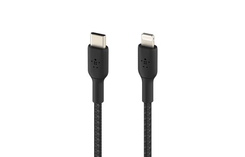 Belkin Boost Charge Braided USB-C to Lightning Cable 6.6ft/2m - Black