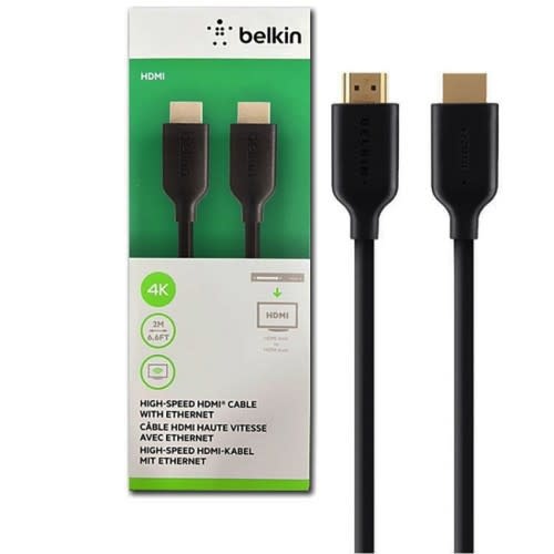 Belkin HDMI High-Speed with Ethernet Gold Connector Cable 4K 6.6ft/2M - Black