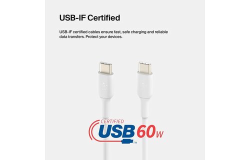 Belkin Boost Charge USB-C to USB-C Cable 3.3ft/1m - White