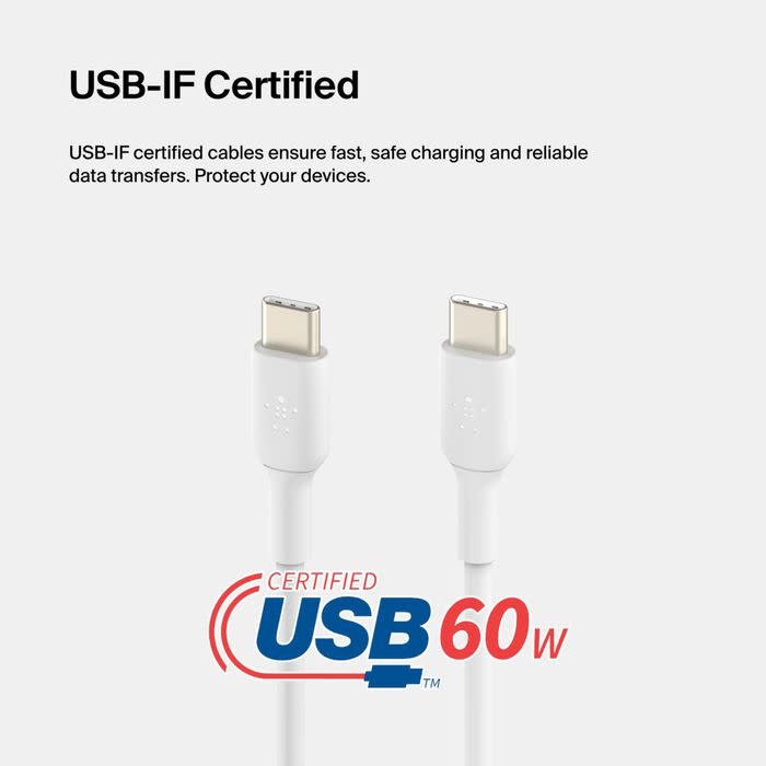 Belkin Boost Charge USB-C to USB-C Cable 3.3ft/1m - White