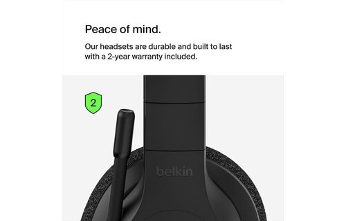Belkin SoundForm Adapt Wirless Over-Ear ENC Headset with Boom mic - Black
