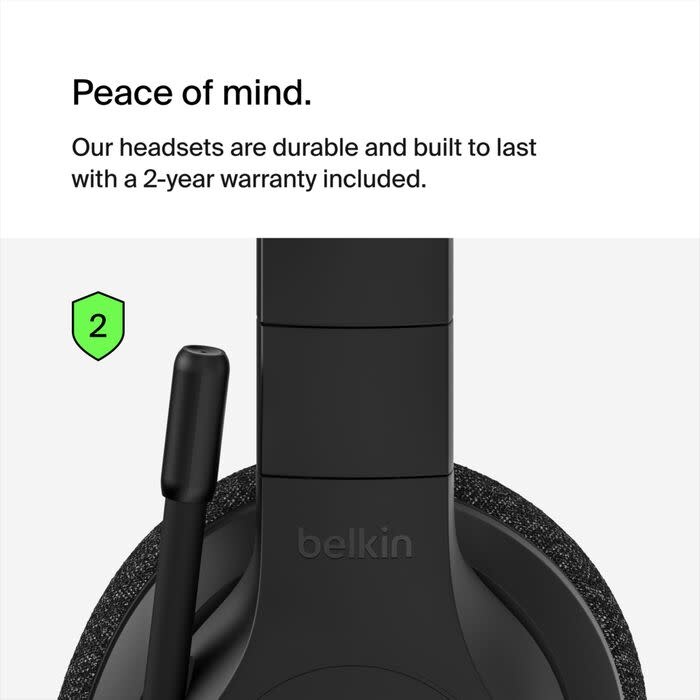 Belkin SoundForm Adapt Wirless Over-Ear ENC Headset with Boom mic - Black