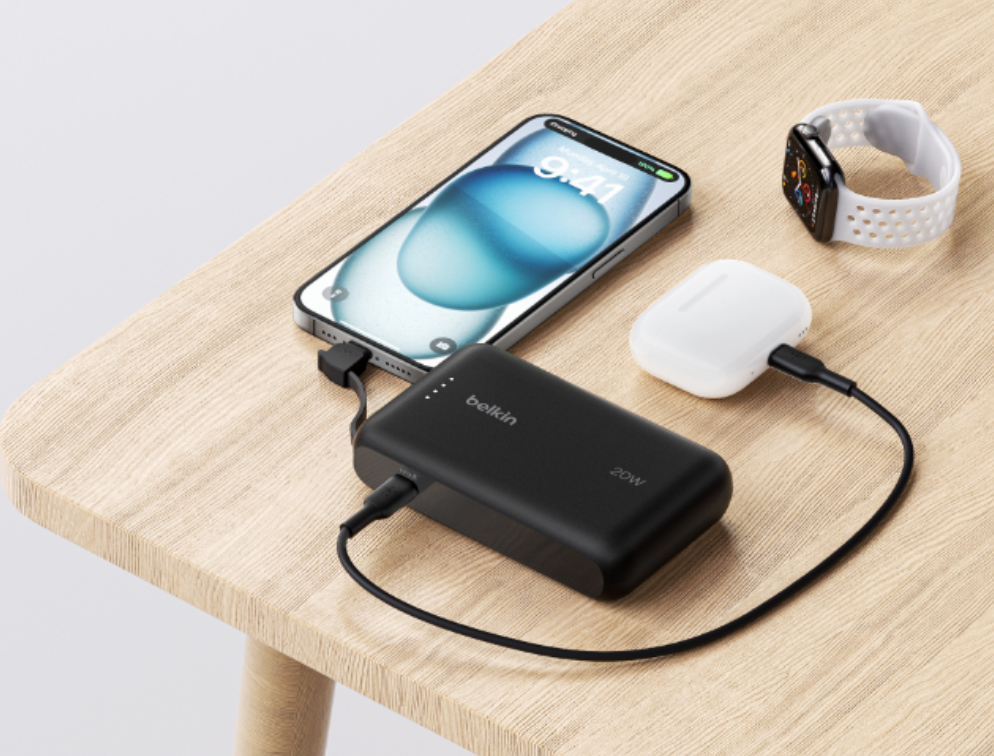 Belkin Boost Charge Power Bank 10K with Integrated USB-C Cable PD 20W 10'000mAh - Black