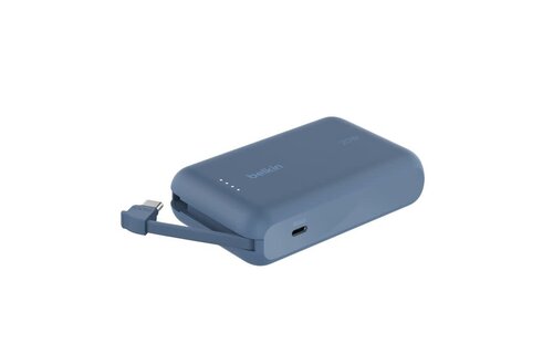 Belkin Boost Charge Power Bank 10K with Integrated USB-C Cable PD 20W 10'000mAh - Blue