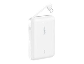 Belkin Boost Charge Power Bank 10K with Integrated USB-C Cable PD 20W 10'000mAh - White