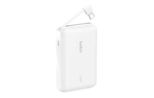 Belkin Boost Charge Power Bank 10K with Integrated USB-C Cable PD 20W 10'000mAh - White