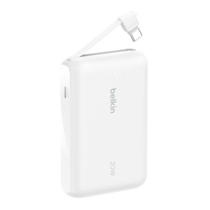Belkin Boost Charge Power Bank 10K with Integrated USB-C Cable PD 20W 10'000mAh - White