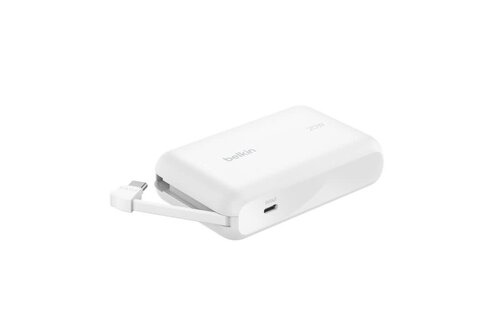 Belkin Boost Charge Power Bank 10K with Integrated USB-C Cable PD 20W 10'000mAh - White