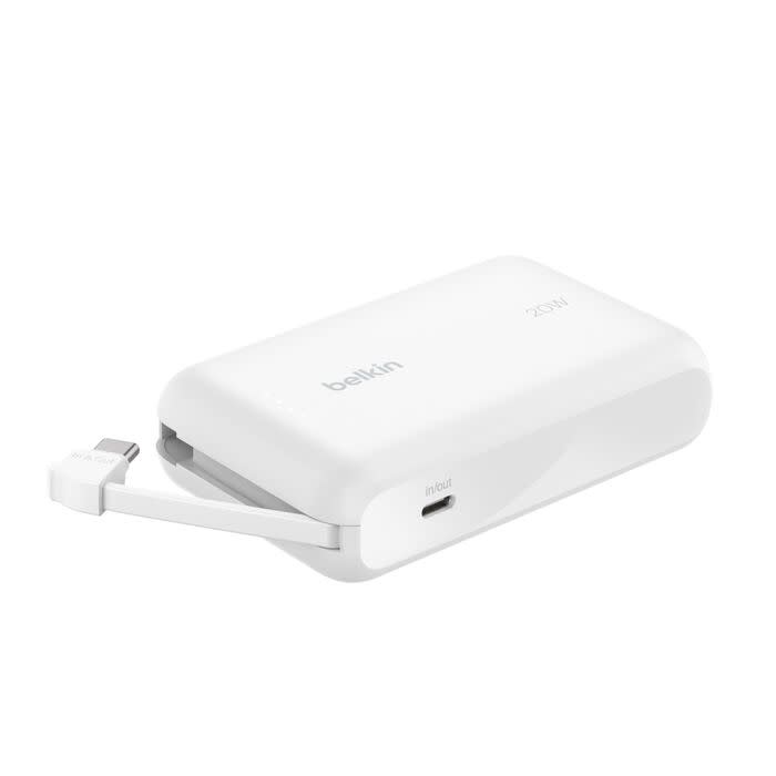 Belkin Boost Charge Power Bank 10K with Integrated USB-C Cable PD 20W 10'000mAh - White