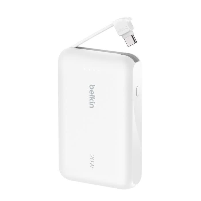 Belkin Boost Charge Power Bank 10K with Integrated USB-C Cable PD 20W 10'000mAh - White