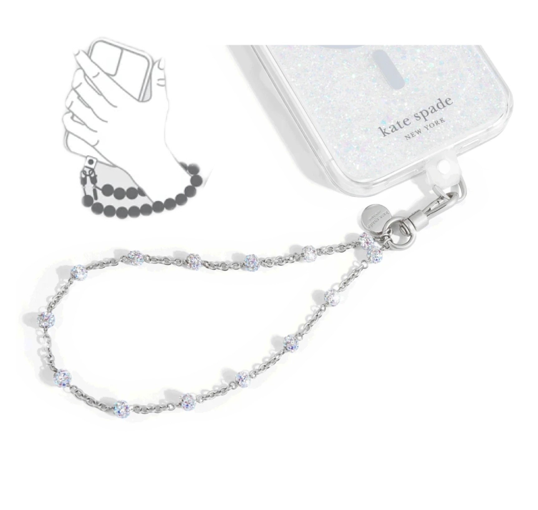 Kate Spade Link Chain Phone Wristlet - Charm Dazzle Silver