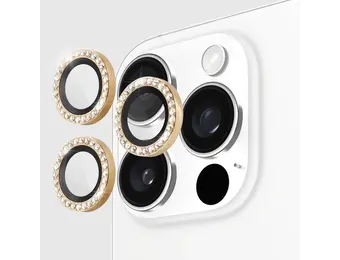 Kate Spade Aluminum Stone Ring Camera Lens Glass Protector for Apple iPhone 16 Pro /16 Pro Max - Gold
