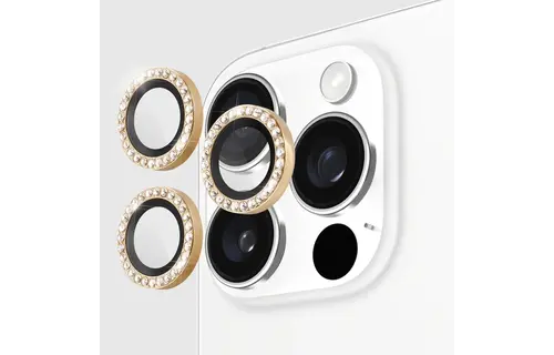 Kate Spade Aluminum Stone Ring Camera Lens Glass Protector for Apple iPhone 16 Pro /16 Pro Max - Gold