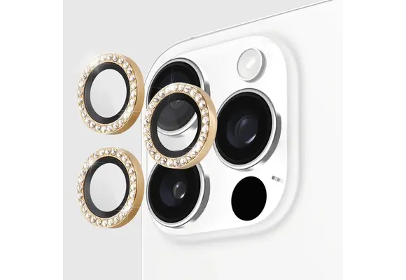 Kate Spade Aluminum Stone Ring Camera Lens Glass Protector for Apple iPhone 16 Pro /16 Pro Max - Gold