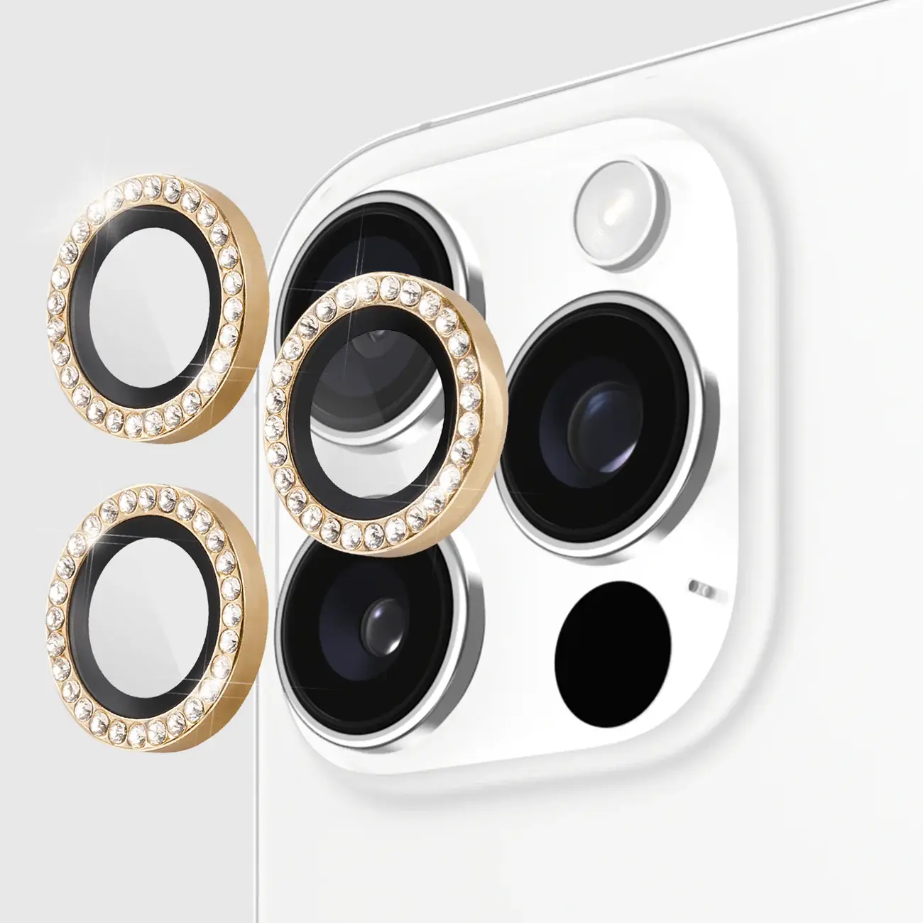 Kate Spade Aluminum Stone Ring Camera Lens Glass Protector for Apple iPhone 16 Pro /16 Pro Max - Gold