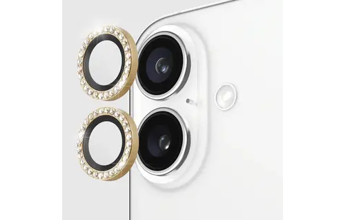 Kate Spade Aluminum Stone Ring Camera Lens Glass Protector for Apple iPhone 16 /16 Plus - Gold